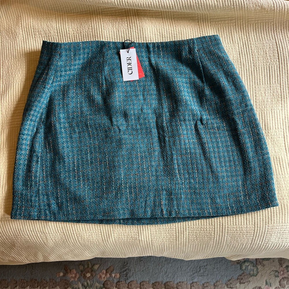 NWT Cider Textured Mini Skirt – Size 0XL – Teal Blue